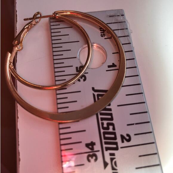 Gold-Tone Shiny Double Large Hoop Hinged 1 5/8" Earrings! - Picture 9 of 9